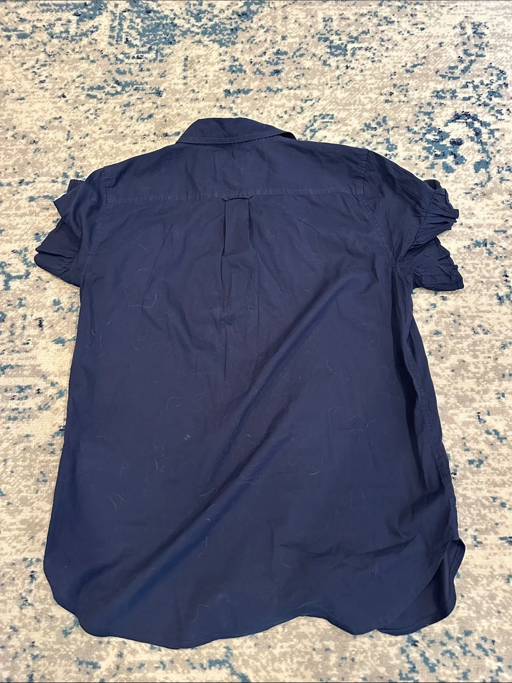J.Crew Classic-fit Lightweight Cotton Poplin Ruffle Sleeve Shirt in navy